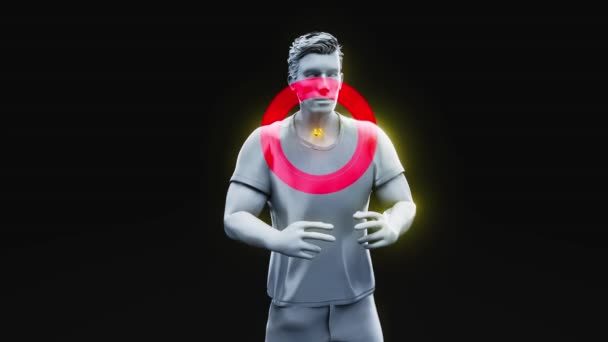 Animasi Abstrak Dari Seorang Pria Dan Kelenjar Tiroid — Stok Video