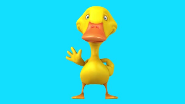 Fun Cartoon Duck Saying Blue Background — Stock Video