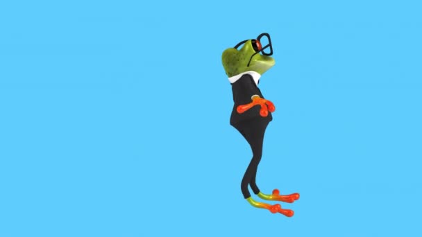 Funny Cartoon Character Frog Businessman Dancing Samba Animation — Stock Video