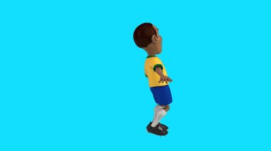 Eğlenceli 3D çizgi film Brezilya futbolcusu dans ediyor 