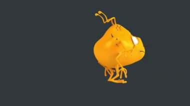 komik çizgi film karakteri mikrop dansı - 3 boyutlu animasyon 