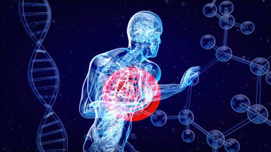 Kalp krizi geçiren bir adamın soyut çizimi