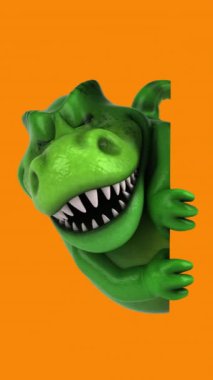 Dinozor, kartıyla komik çizgi film karakteri - 3 boyutlu animasyon  