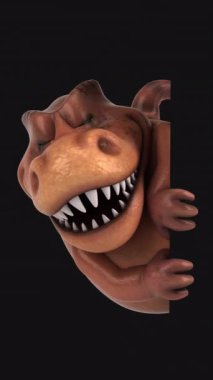 Dinozor, kartıyla komik çizgi film karakteri - 3 boyutlu animasyon  