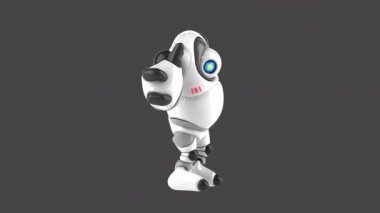 3 boyutlu eğlenceli animasyon karakteri Bigrobot başparmağı havada
