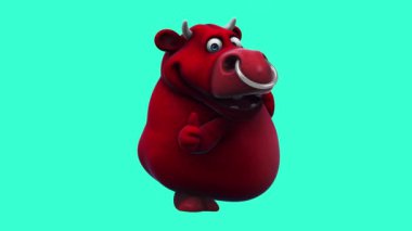 Eğlenceli üç boyutlu çizgi film karakteri ineği başparmağı yukarıda.