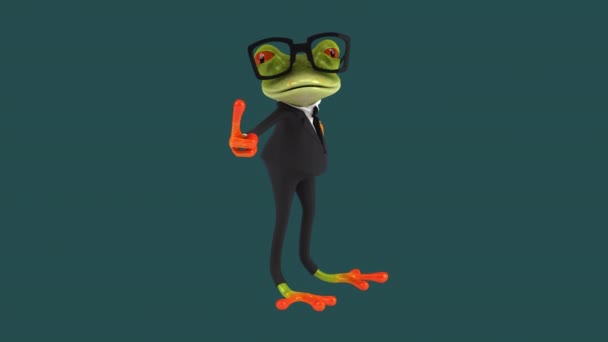 Fun Businessman Frog Thumb Illustration — Stock Video