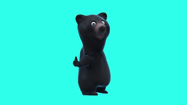 Веселий Мультиплікаційний Персонаж Ведмідь Великим Пальцем Вгору — стокове відео