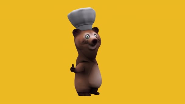Zabawa Animacja Postać Kreskówki Niedźwiedź Kciukiem Góry — Wideo stockowe