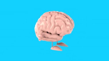 Eğlenceli üç boyutlu çizgi film karakteri beyni başparmağı yukarıda.