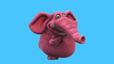 Eğlenceli üç boyutlu animasyon karakteri, başparmağı havada bir fil.