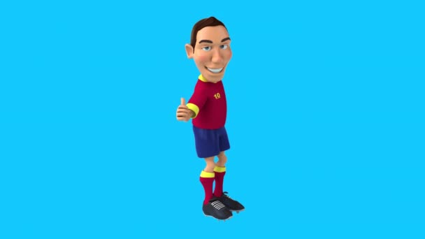 Fun Animation Cartoon Character Soccer Player Thumb — Stock Video