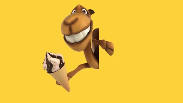 Fun Animation Cartoon Character Camel Ice Cream — Stock Video