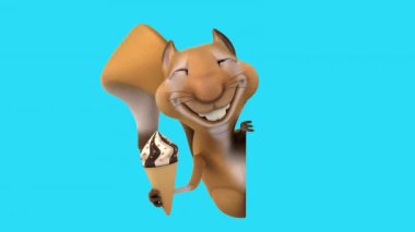 Eğlenceli 3 boyutlu çizgi film karakteri dondurmalı sincap. 