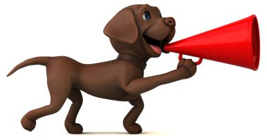 Kahverengi Labrador Retriever adlı eğlenceli 3D çizgi film hoparlörü. 