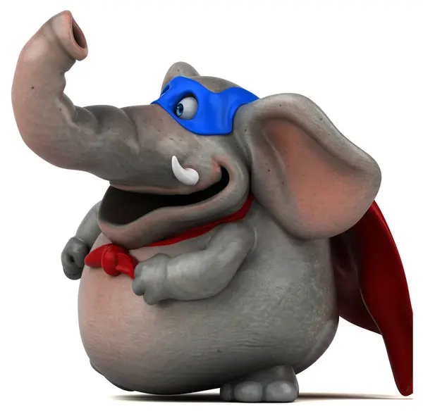 大象超级英雄形象的有趣3D卡通画 免版税图库图片