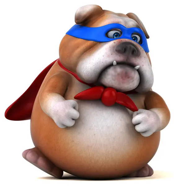 狗超级英雄的有趣3D卡通画 免版税图库图片