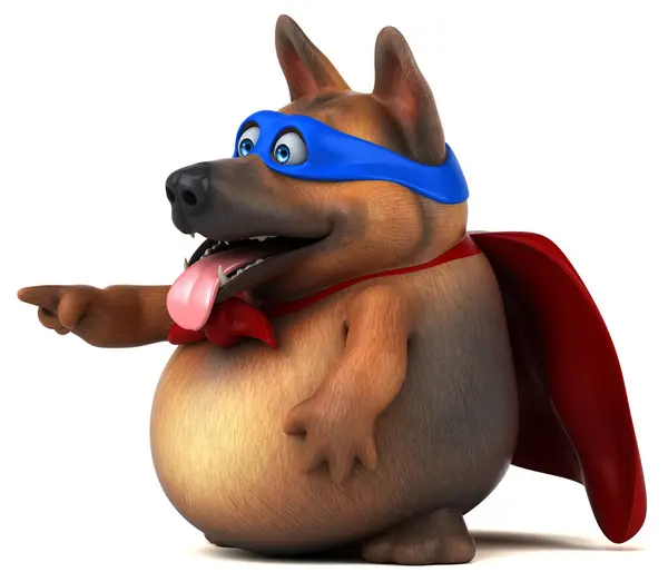 犬のスーパーヒーローの楽しい3D漫画イラスト ストックフォト