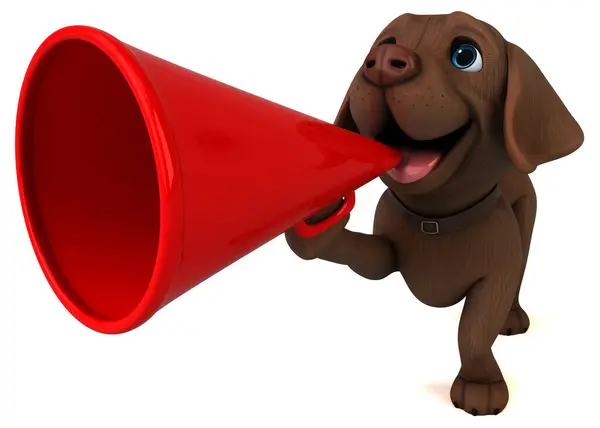 Fun Cartoon Brown Labrador Retriever Loud Speaker Image En Vente