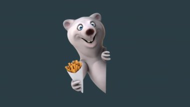 Eğlenceli 3 boyutlu çizgi film karakteri ayısı patates kızartması - 3 boyutlu animasyon  