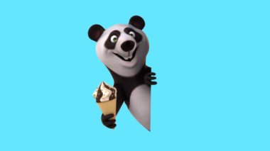 Eğlenceli 3 boyutlu çizgi film karakteri panda dondurmalı. 