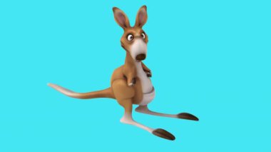 Baş parmaklı eğlenceli kanguru, animasyon.