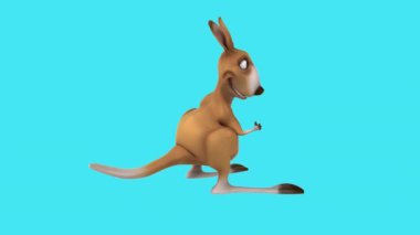 Baş parmakları aşağıda eğlenceli kanguru, animasyon