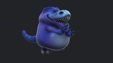 Dinozor, komik çizgi film karakteri alkışlaması - 3 boyutlu animasyon  