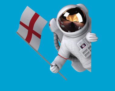 funny cartoon character astronaut with england flag clipart
