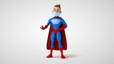 Çizgi film karakteri maskeli süper kahramanın 3 boyutlu eğlenceli animasyonu 