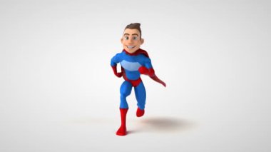 Çizgi film karakteri süper kahramanın 3 boyutlu eğlenceli animasyonu