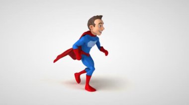 Çizgi film karakteri süper kahramanın 3 boyutlu eğlenceli animasyonu