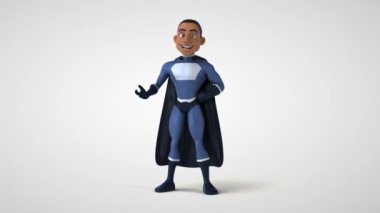 Çizgi film karakteri Afro-Amerikan süper kahramanının 3 boyutlu eğlenceli animasyonu 