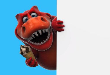 Dondurmalı 3 boyutlu komik bir dinozor.