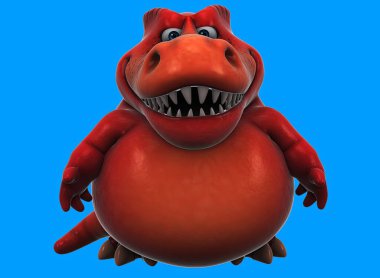 Eğlenceli 3D karikatür dinozorunun selamı var.