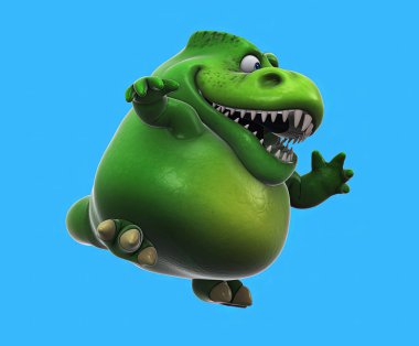 Eğlenceli 3D karikatür dinozor dansı