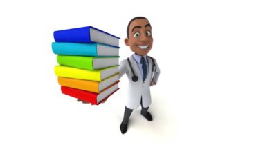 Kitaplı çizgi film karakteri - 3 boyutlu animasyon 