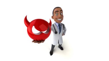 Virüslü doktor çizgi film karakterinin 3 boyutlu animasyonu