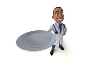 Plakalı doktor çizgi film karakterinin 3 boyutlu animasyonu 