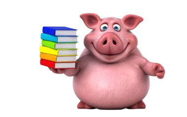 Çizgi roman resimli 3 boyutlu eğlenceli domuz.