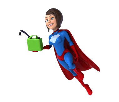 3 boyutlu eğlenceli karikatür süper kadın yağ çizimi ile