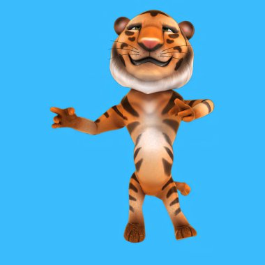 Eğlenceli 3 boyutlu kaplan dansı.