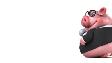 Komik domuz hap - 3d animasyon holding 