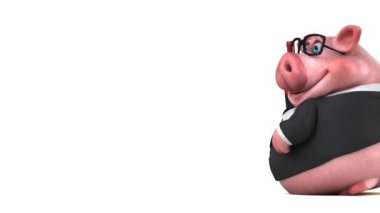 Komik domuz şarap - 3d animasyon holding 