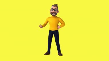 Eğlenceli 3D karikatür. Sıradan erkek karakteri sunar. 