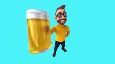 3 boyutlu eğlenceli çizgi film biralı sıradan karakter - 3 boyutlu animasyon 