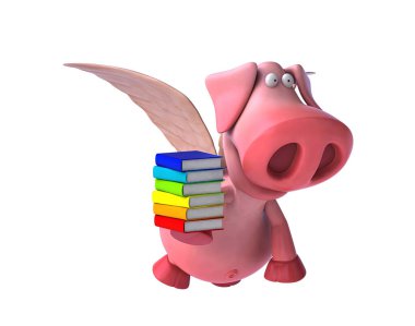 Çizgi roman resimli 3 boyutlu eğlenceli domuz.