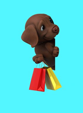 Kahverengi Labrador av köpeği çantalı eğlenceli 3D çizgi film 