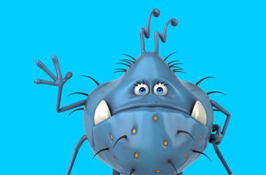 Eğlenceli 3D çizgi film Bakteri karakteri 