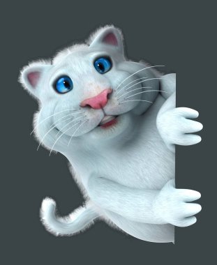 Eğlenceli 3D çizgi film kedi dikey illüstrasyonu